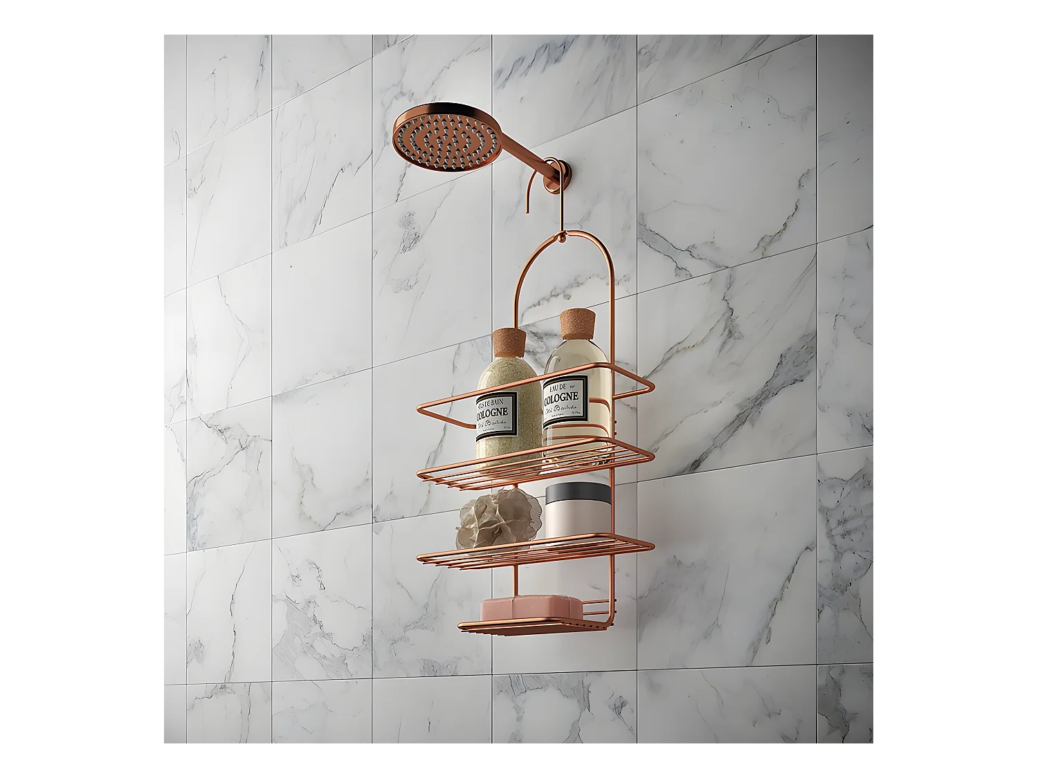 Portasapone da doccia Serie REFLEX COPPER Metaltex con rivestimento esclusivo Polytherm® Copper - Rame Lucido - Antiruggine