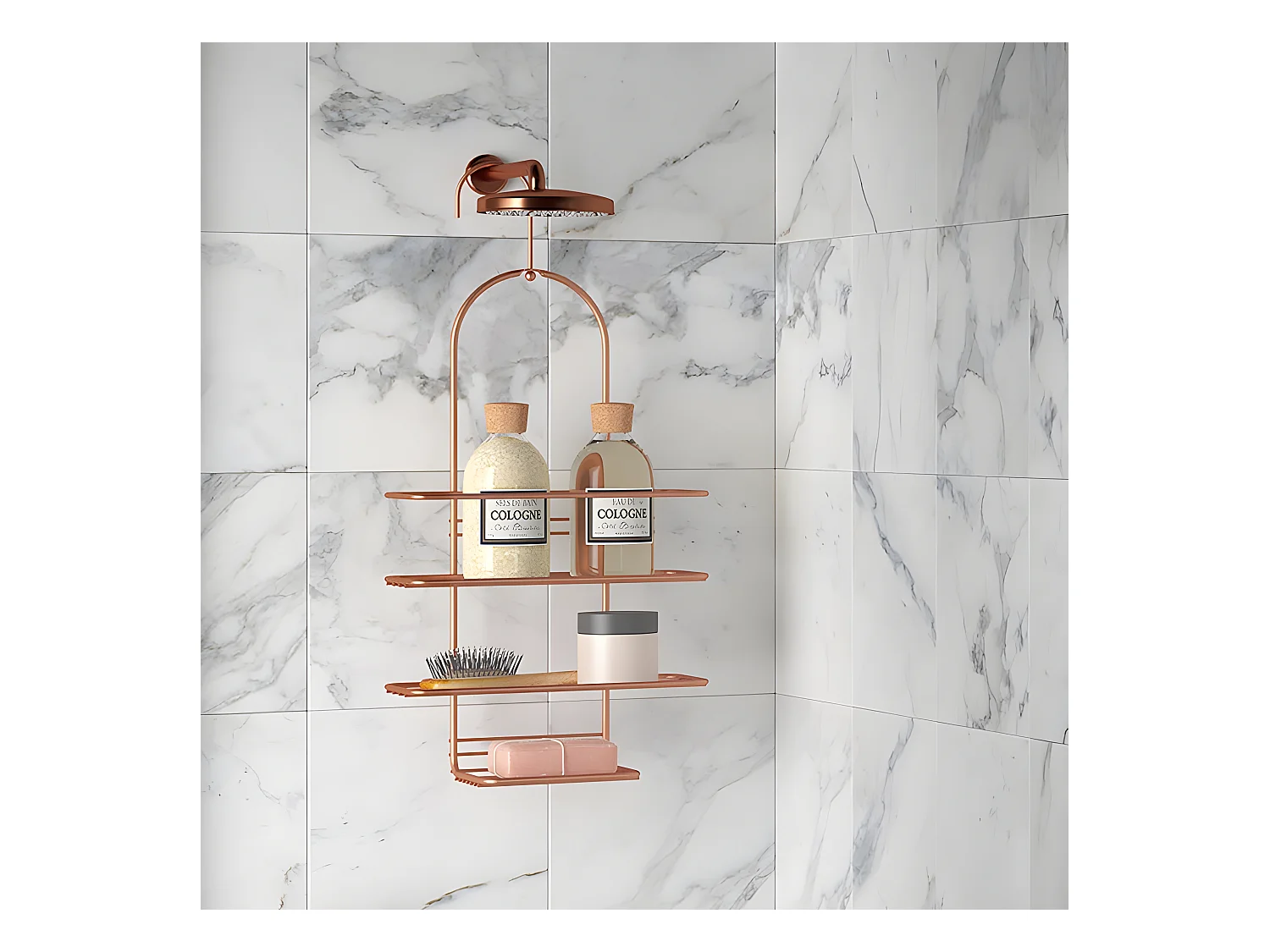 Portasapone da doccia Serie REFLEX COPPER Metaltex con rivestimento esclusivo Polytherm® Copper - Rame Lucido - Antiruggine