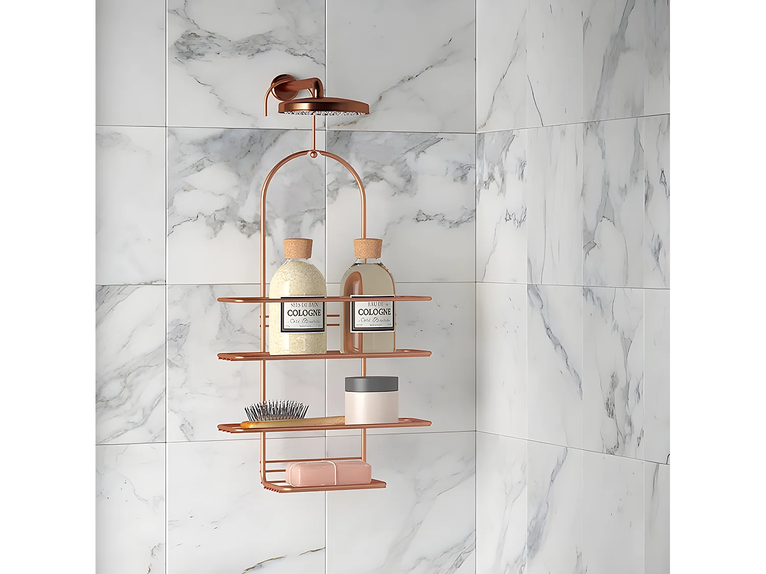 Portasapone da doccia Serie REFLEX COPPER Metaltex con rivestimento esclusivo Polytherm® Copper - Rame Lucido - Antiruggine