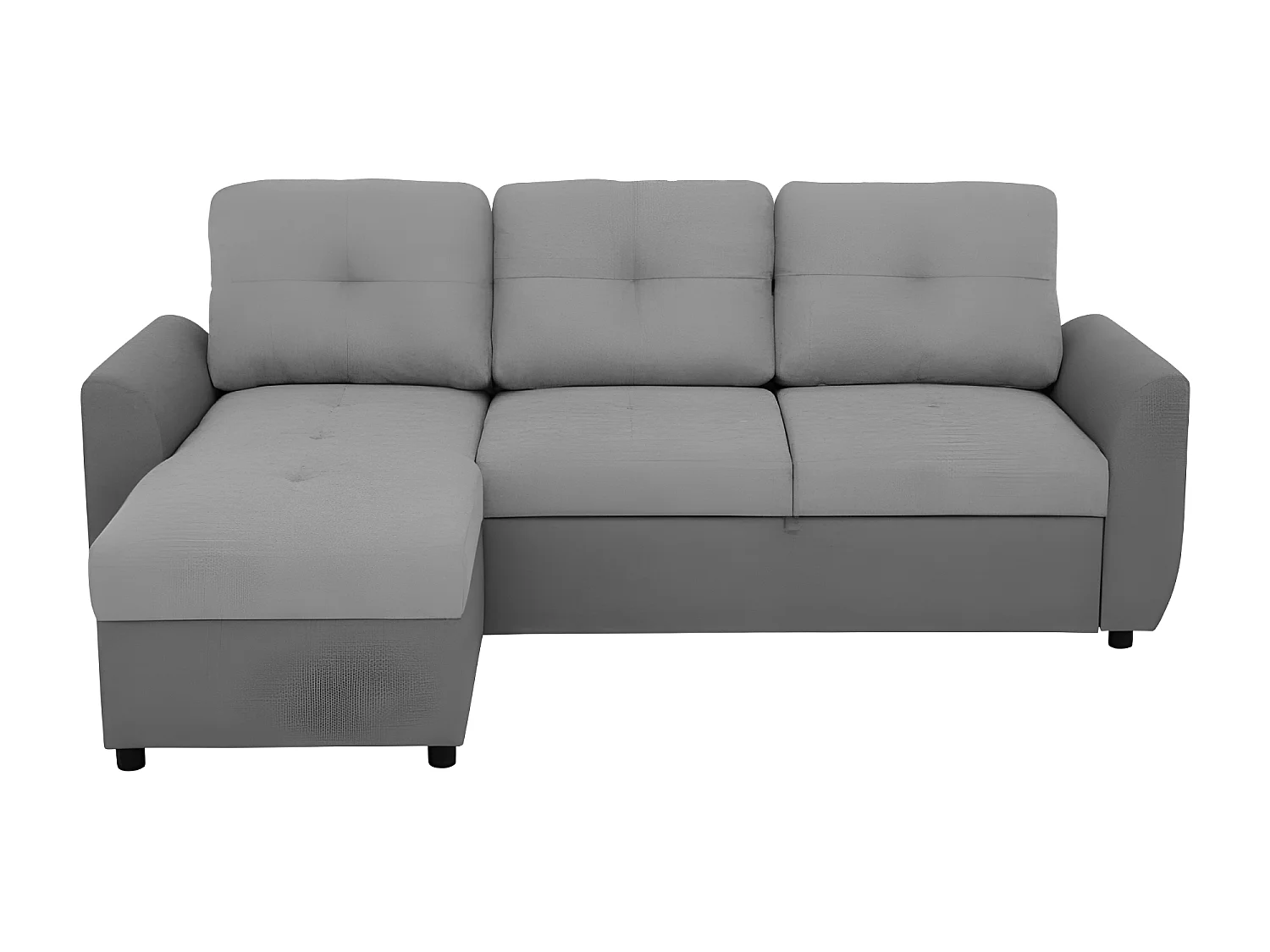 Canapé d'angle convertible réversible 5 places FOLK - Tissu Malmo anthracite - Coffre - L 222 x P 144 x H 89 cm