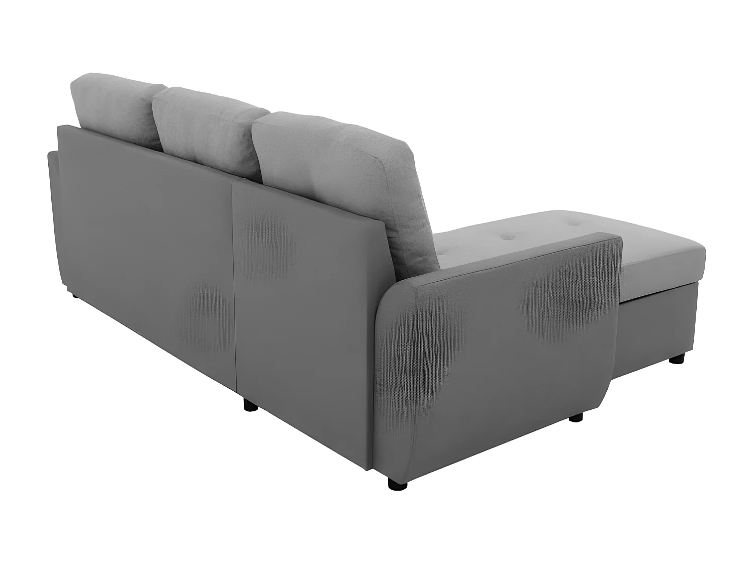 Canapé d'angle convertible réversible 5 places FOLK - Tissu Malmo anthracite - Coffre - L 222 x P 144 x H 89 cm