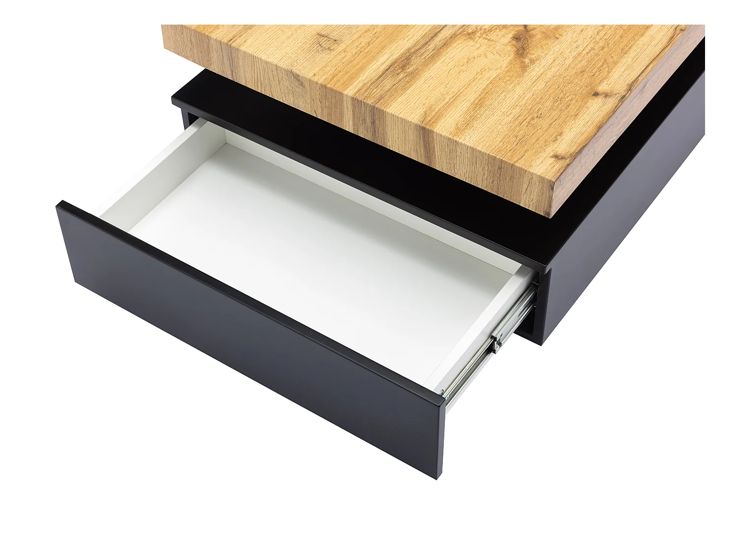 Mesa de centro com 2 gavetas MDF preto e claro natural - FELIX