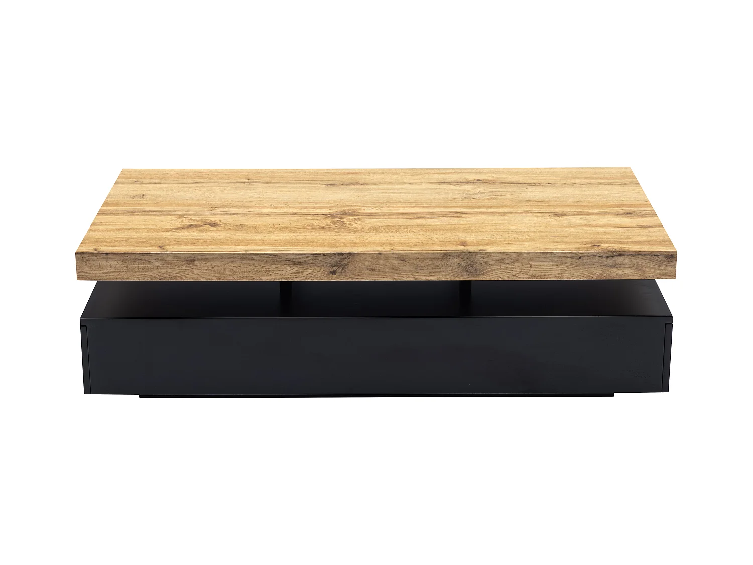 Mesa de centro com 2 gavetas MDF preto e claro natural - FELIX