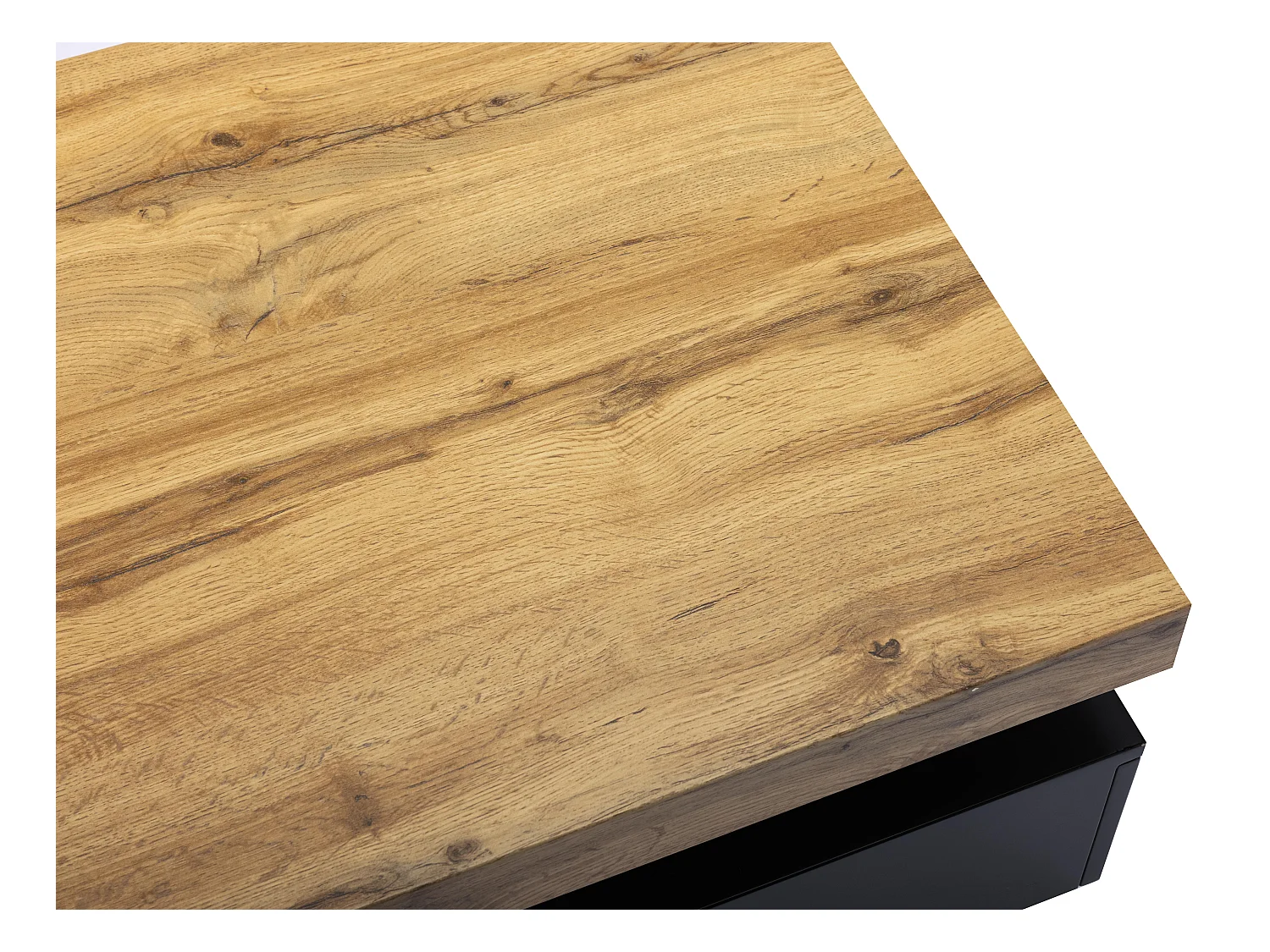 Mesa de centro com 2 gavetas MDF preto e claro natural - FELIX