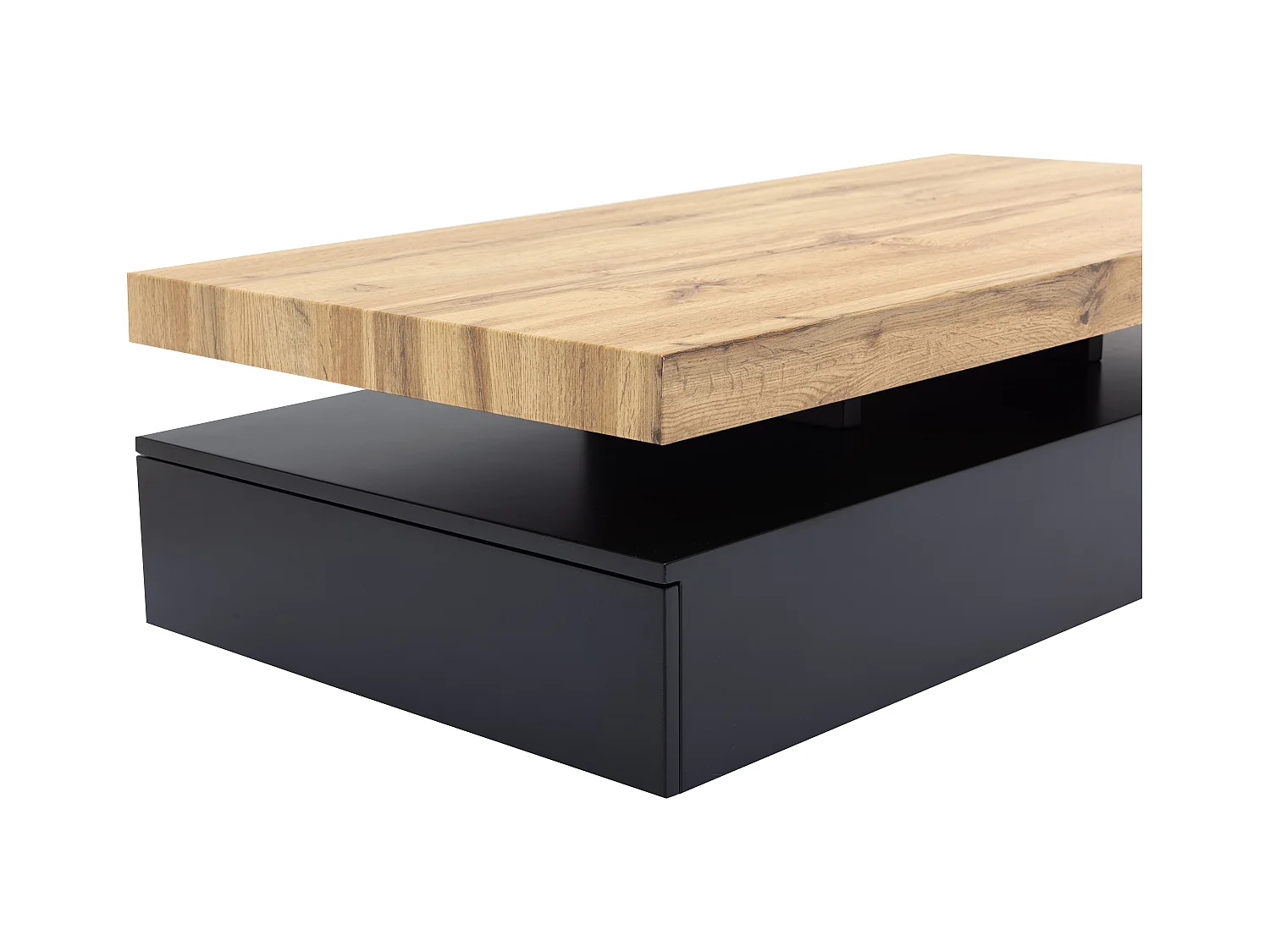 Mesa de centro com 2 gavetas MDF preto e claro natural - FELIX