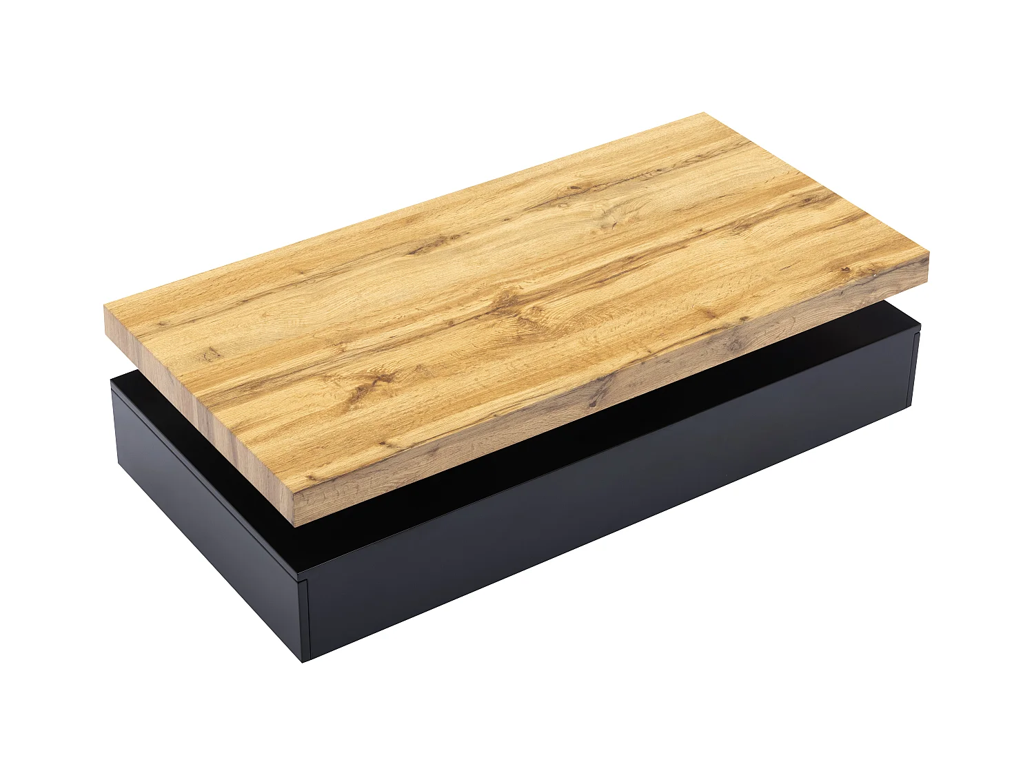 Mesa de centro com 2 gavetas MDF preto e claro natural - FELIX