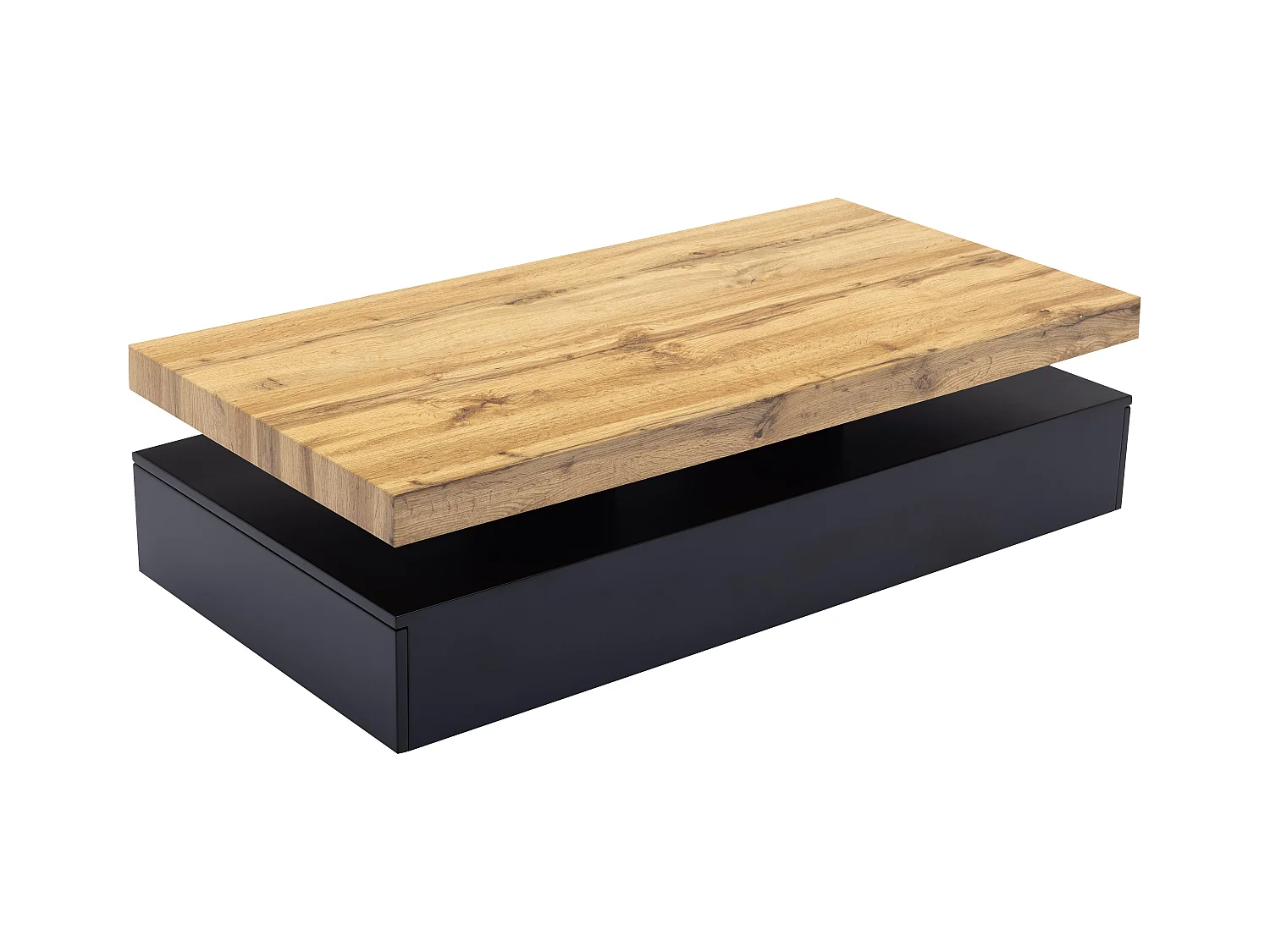 Mesa de centro com 2 gavetas MDF preto e claro natural - FELIX