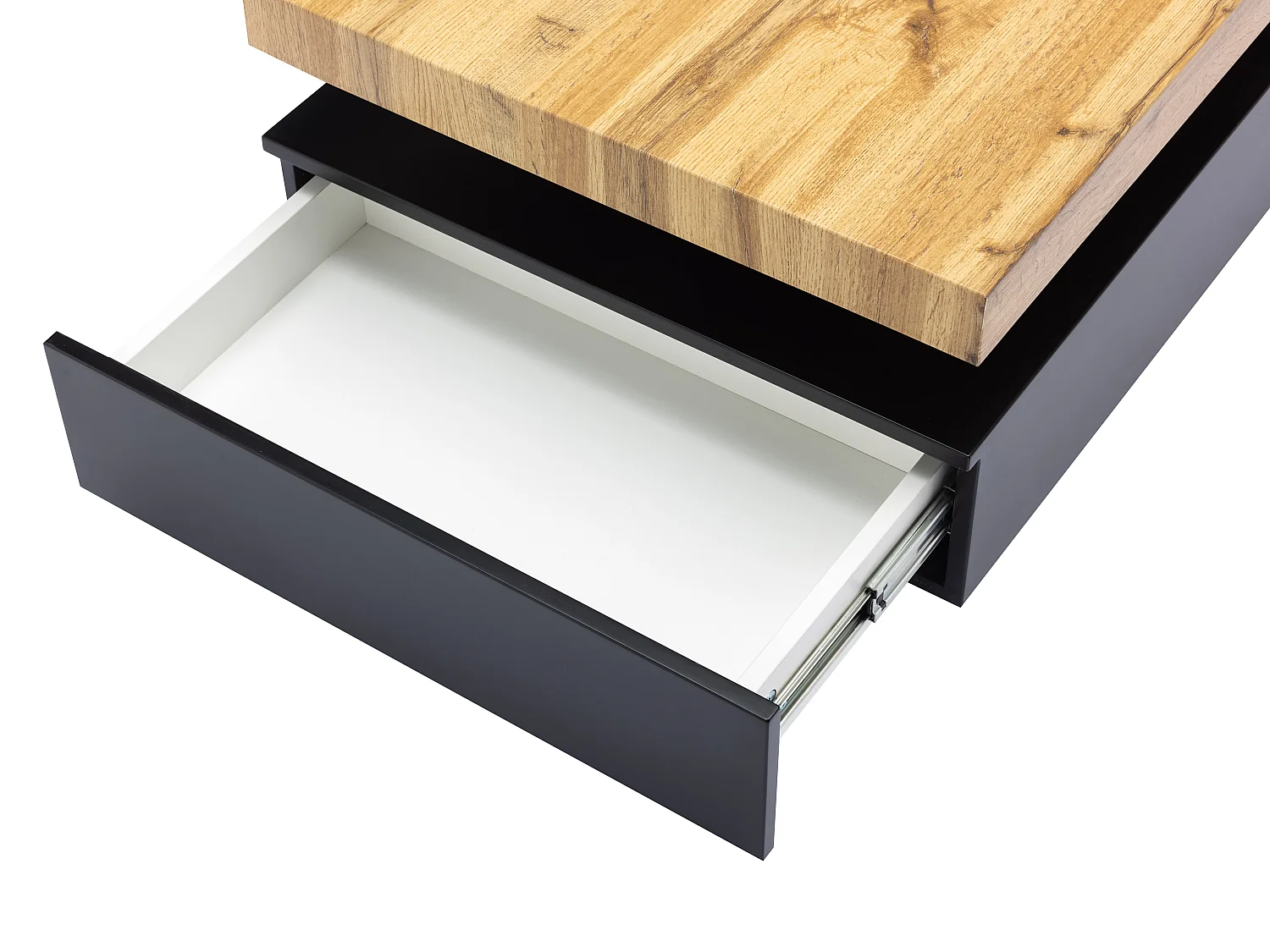 Salontafel met 2 lades van mdf - Zwart en licht naturel - FELIX