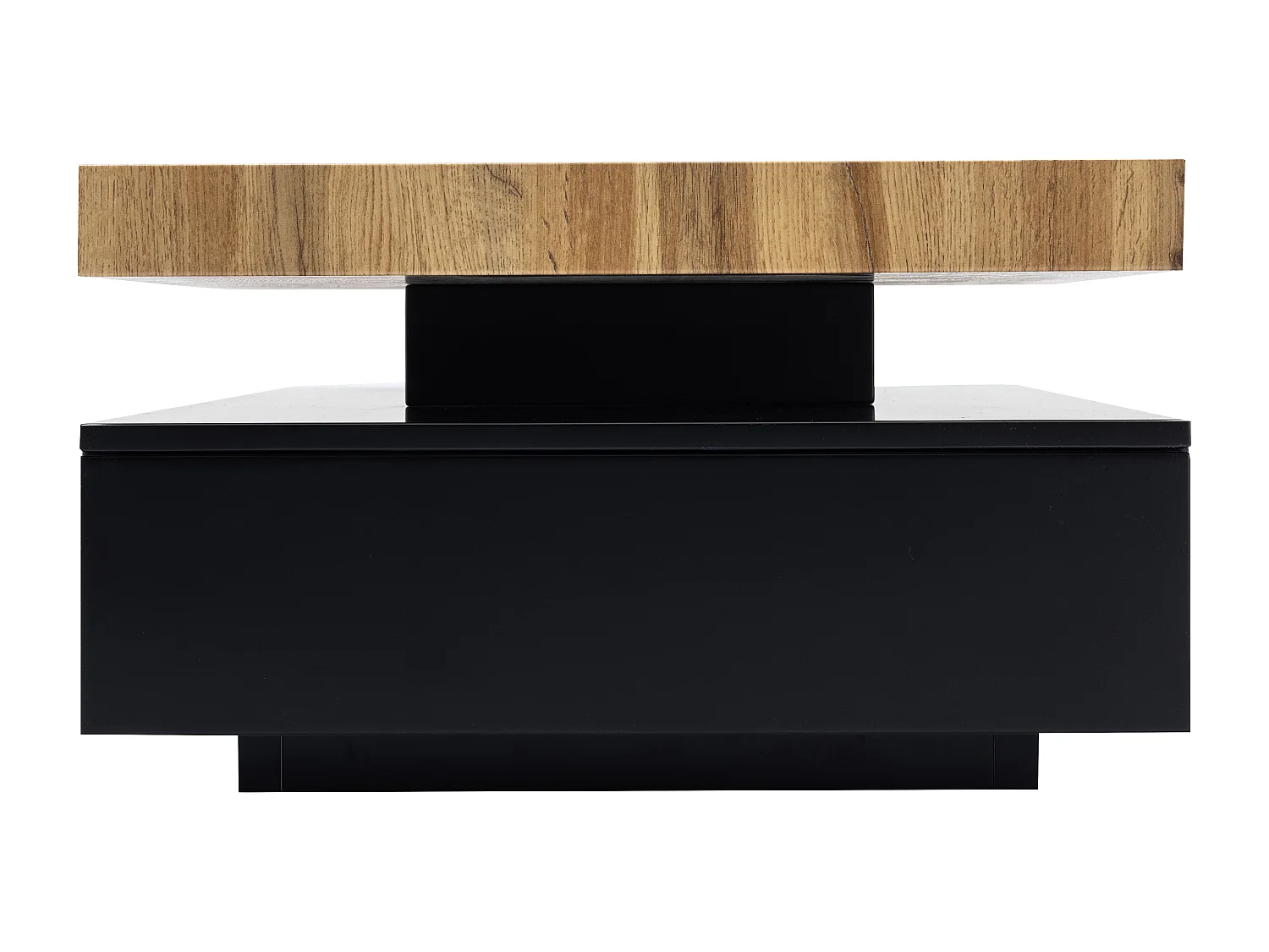 Salontafel met 2 lades van mdf - Zwart en licht naturel - FELIX