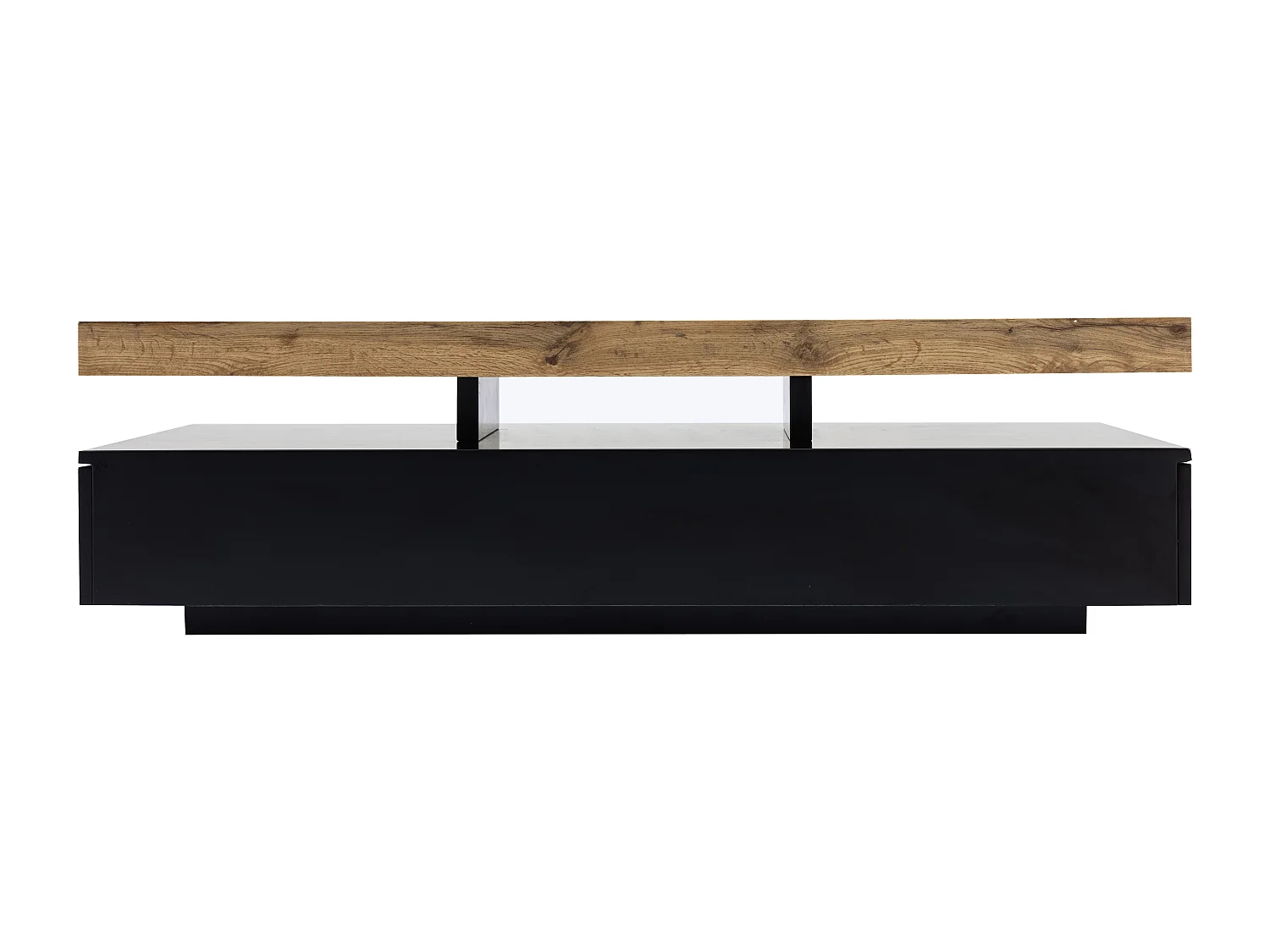 Salontafel met 2 lades van mdf - Zwart en licht naturel - FELIX