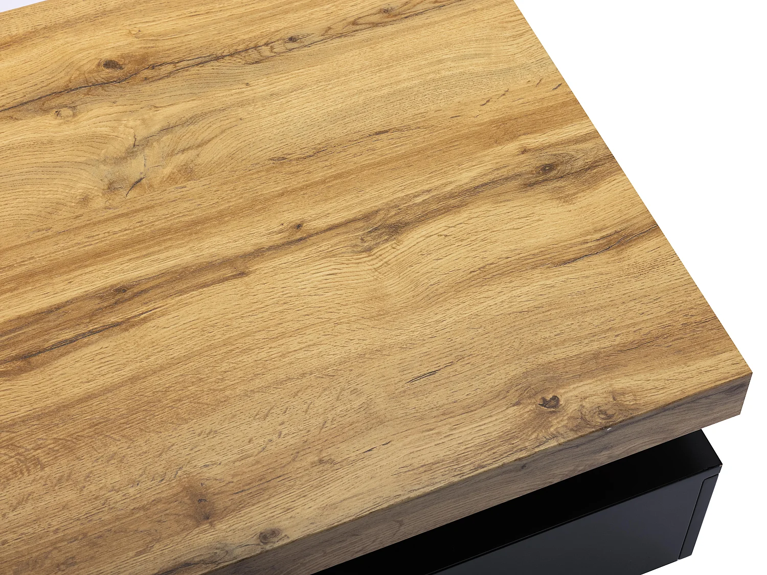 Salontafel met 2 lades van mdf - Zwart en licht naturel - FELIX