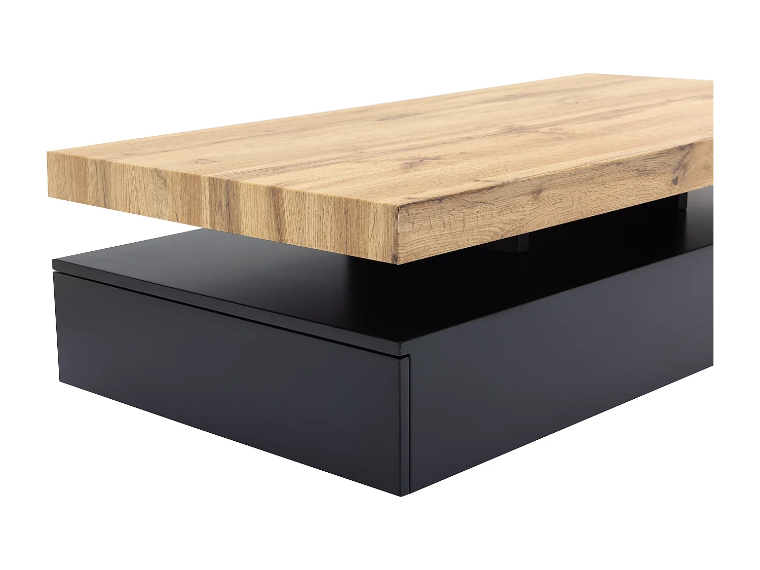 Salontafel met 2 lades van mdf - Zwart en licht naturel - FELIX