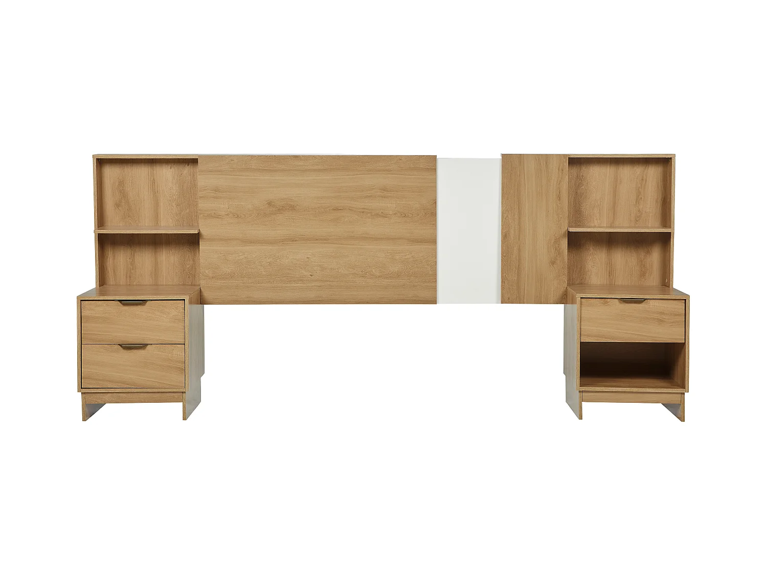 Zagłówek do łóżka rozsuwany z szafkami nocnymi - 140/160 cm - Naturalny - NOVOLI