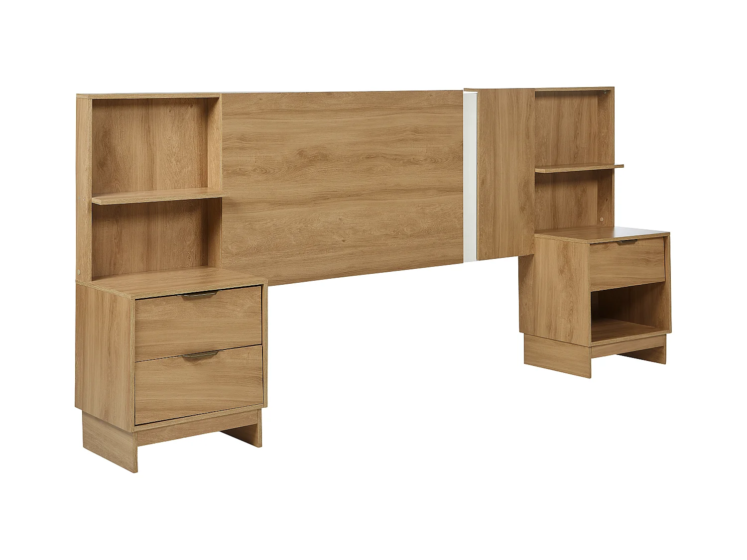 Zagłówek do łóżka rozsuwany z szafkami nocnymi - 140/160 cm - Naturalny - NOVOLI