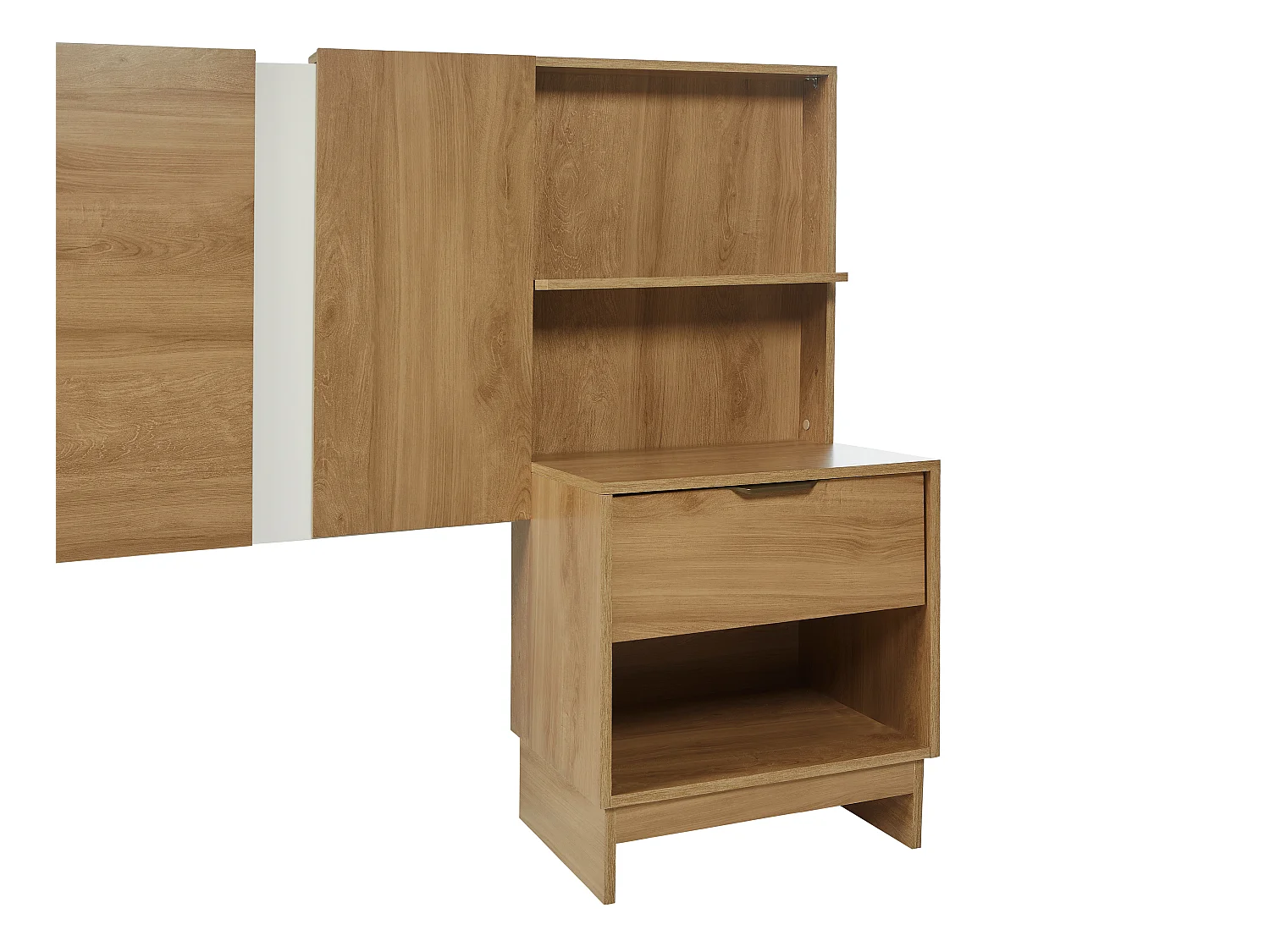 Zagłówek do łóżka rozsuwany z szafkami nocnymi - 140/160 cm - Naturalny - NOVOLI