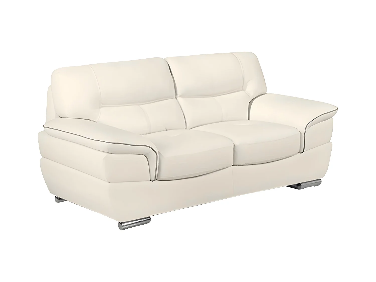 Sofá 3+2 plazas de piel THIBAULT - Blanco marfil