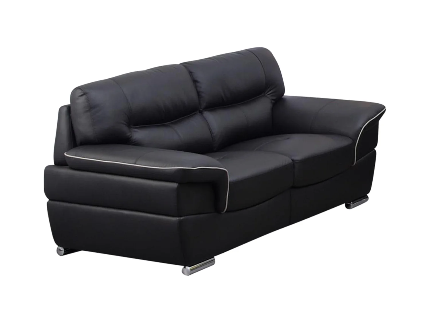 Canapés 3 places 2 places et un fauteuil en cuir THIBAULT - Noir