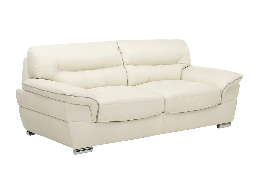 Canapés 3 places 2 places et un fauteuil en cuir THIBAULT - Ivoire