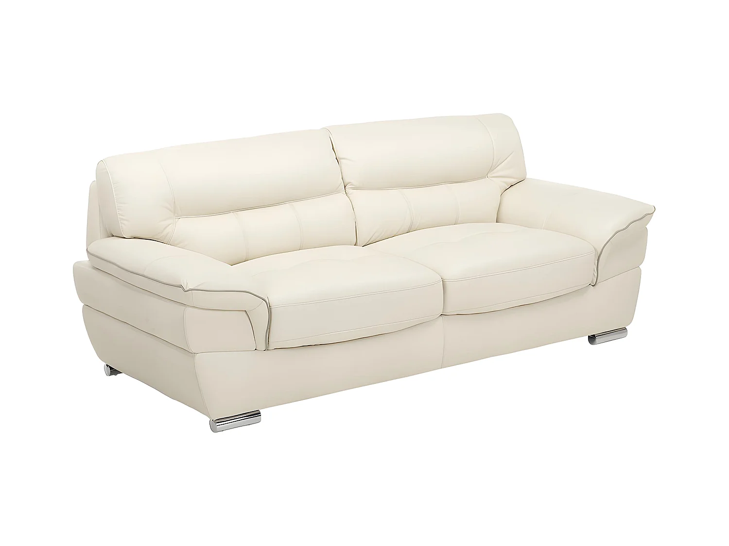 Sofá 3+1 plazas de piel THIBAULT - Blanco marfil