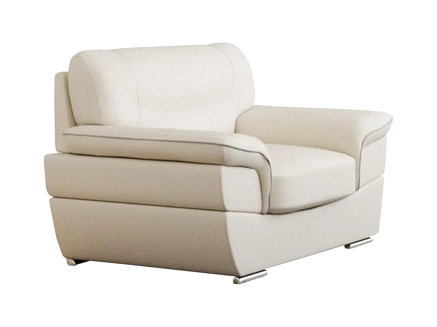 Sofá 3+1 plazas de piel THIBAULT - Blanco marfil