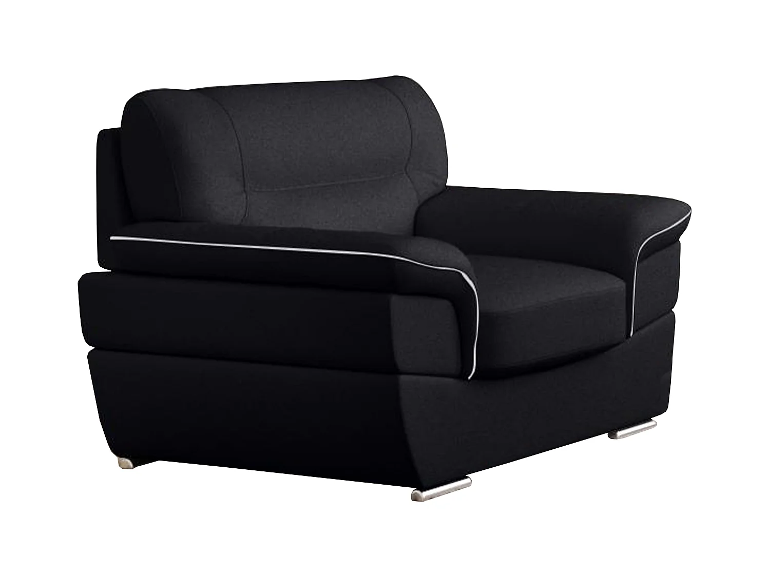 Canapé 3 places et un fauteuil en cuir THIBAULT - Noir