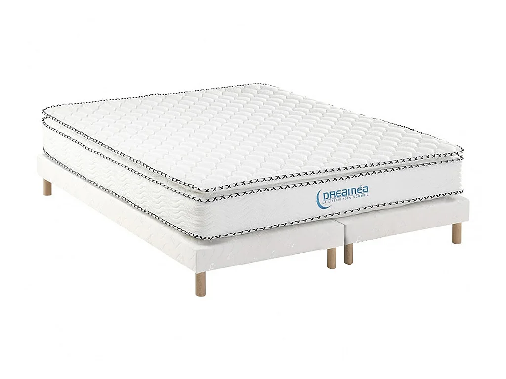 Ensemble sommier + matelas ressorts ensachés et surmatelas intégré ALTIER de DREAMEA - 180 x 200 cm