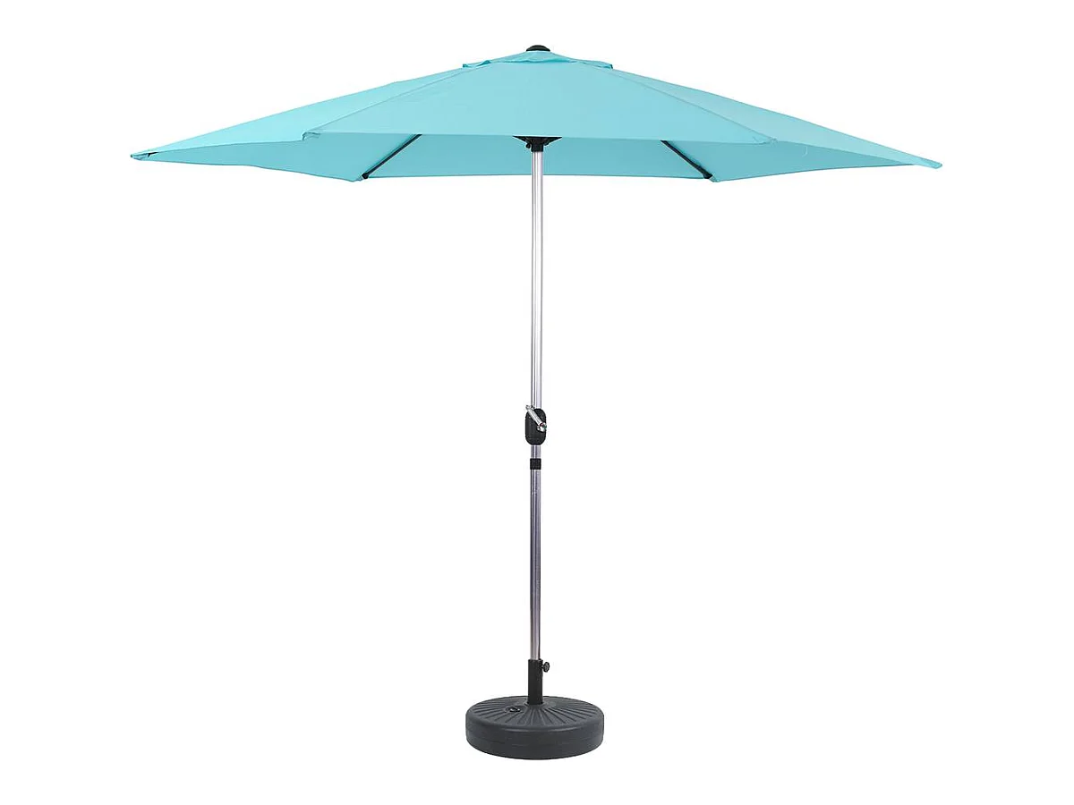 Parasol jardin droit Alu "Sol" - Rond - Ø 3m - Bleu - Avec pied à lester