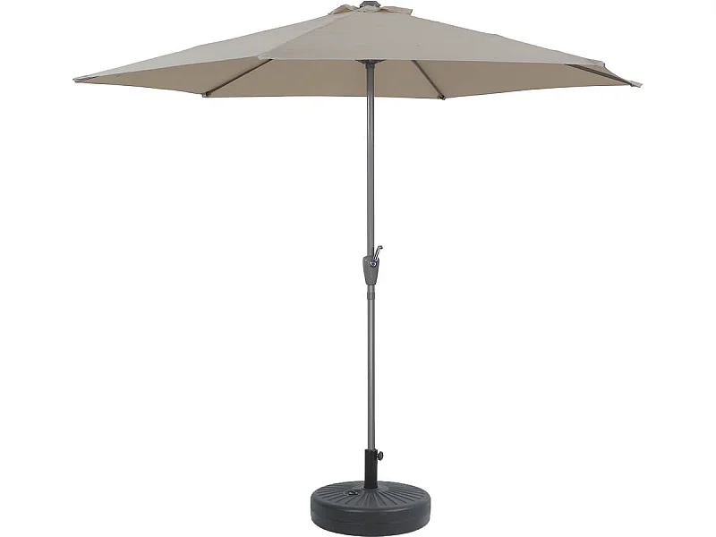 Parasol jardin droit Alu "Sol" - Rond - Ø 3m - Ecru - Avec pied à lester