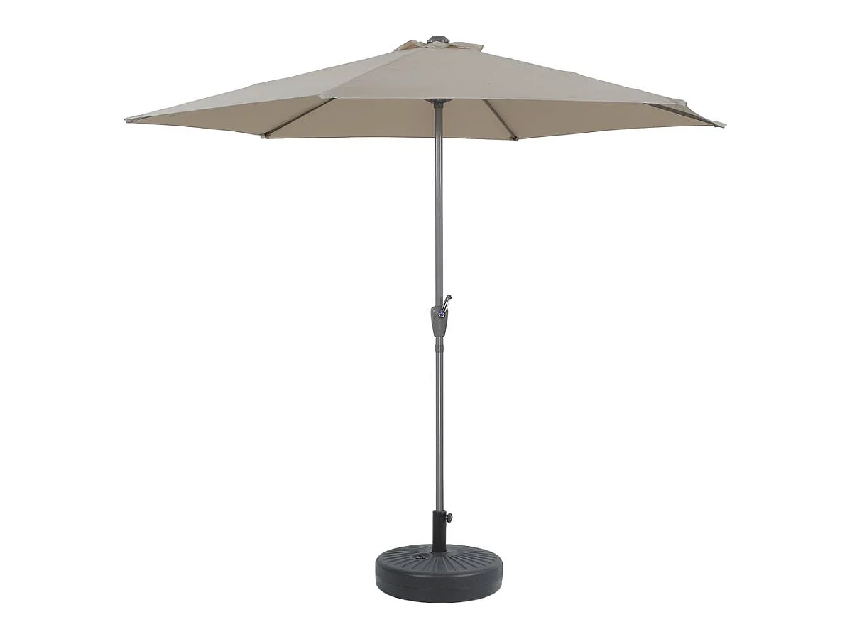 Parasol jardin droit Alu "Sol" - Rond - Ø 3m - Ecru - Avec pied à lester