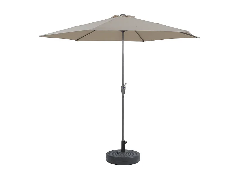 Parasol jardin droit Alu "Sol" - Rond - Ø 3m - Ecru - Avec pied à lester