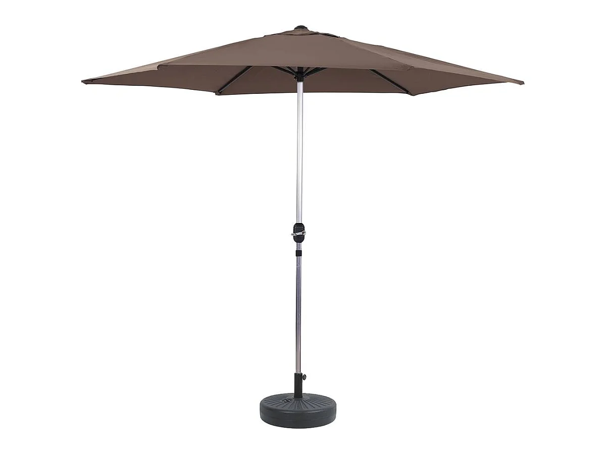 Parasol jardin droit Alu "Sol" - Rond - Ø 3m - Taupe - Avec pied à lester