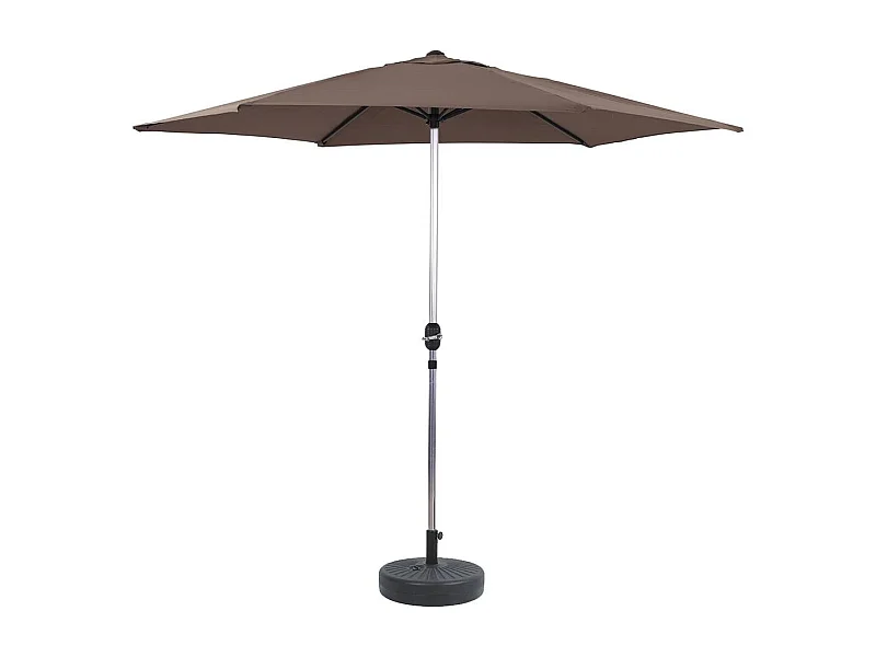 Parasol jardin droit Alu "Sol" - Rond - Ø 3m - Taupe - Avec pied à lester