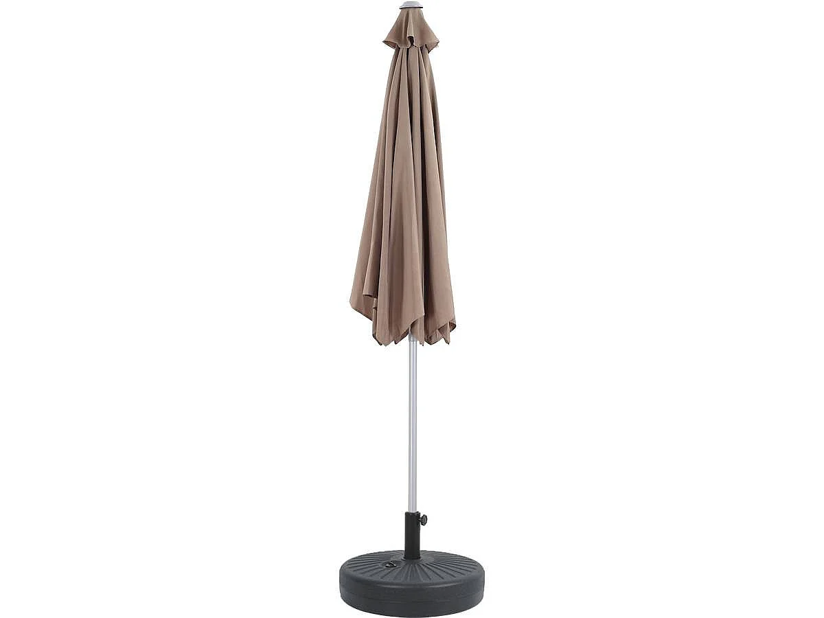 Parasol jardin droit Alu "Sol" - Rond - Ø 3m - Gris - Avec pied à lester