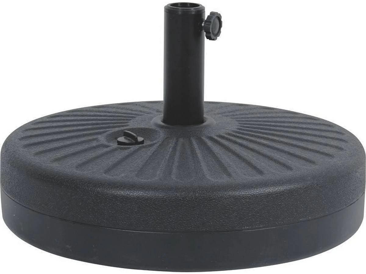 Parasol jardin droit Alu "Sol" - Rond - Ø 3m - Gris - Avec pied à lester