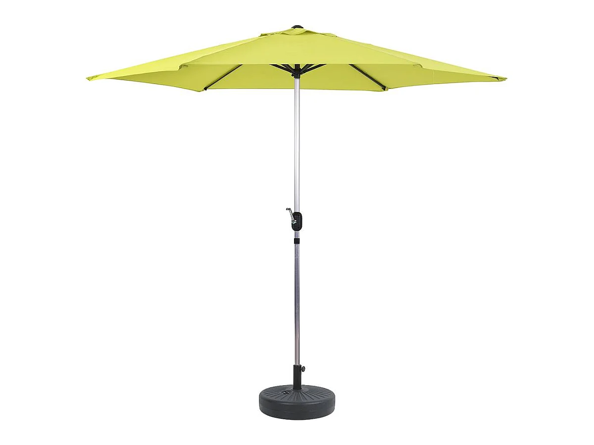 Parasol jardin droit Alu "Sol" - Rond - Ø 3m - Vert - Avec pied à lester