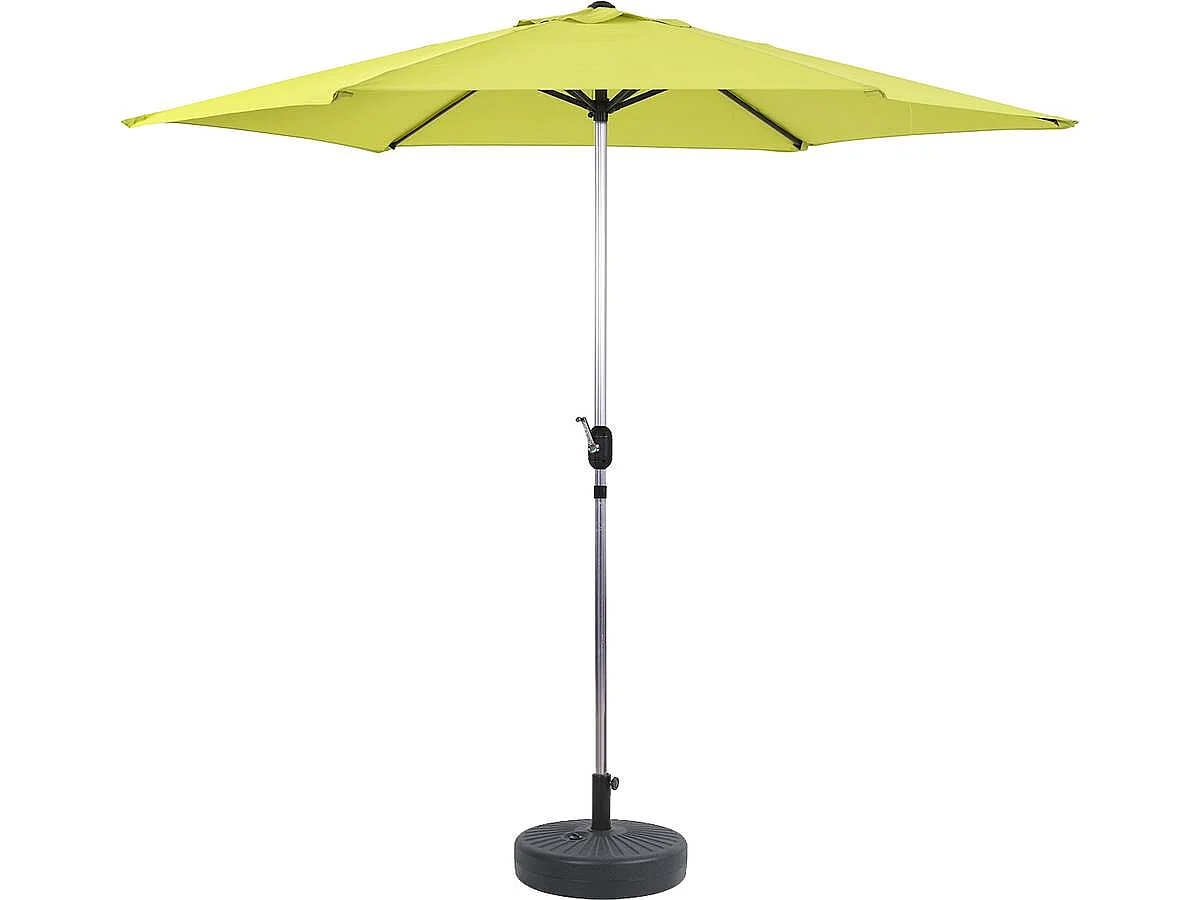 Parasol jardin droit Alu "Sol" - Rond - Ø 3m - Vert - Avec pied à lester