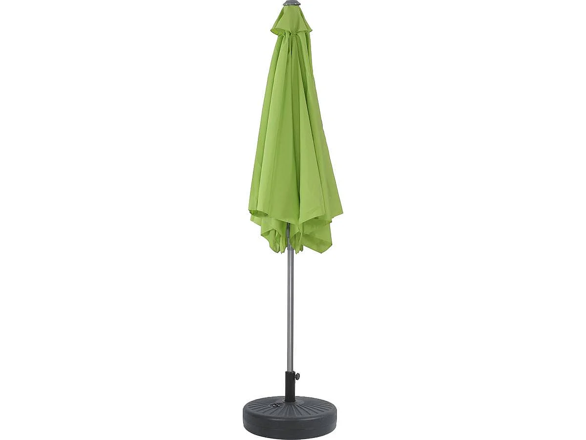 Parasol jardin droit Alu "Sol" - Rond - Ø 3m - Vert - Avec pied à lester