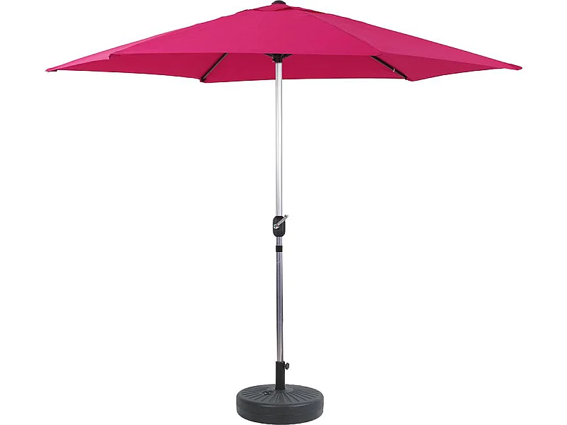 Parasol jardin droit Alu "Sol" - Rond - Ø 3m - Rose - Avec pied à lester