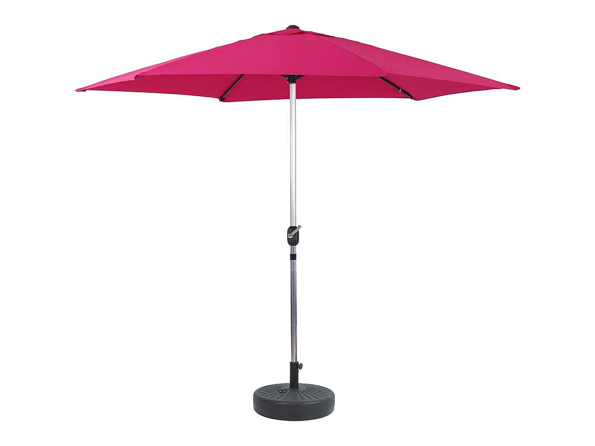 Parasol jardin droit Alu "Sol" - Rond - Ø 3m - Rose - Avec pied à lester