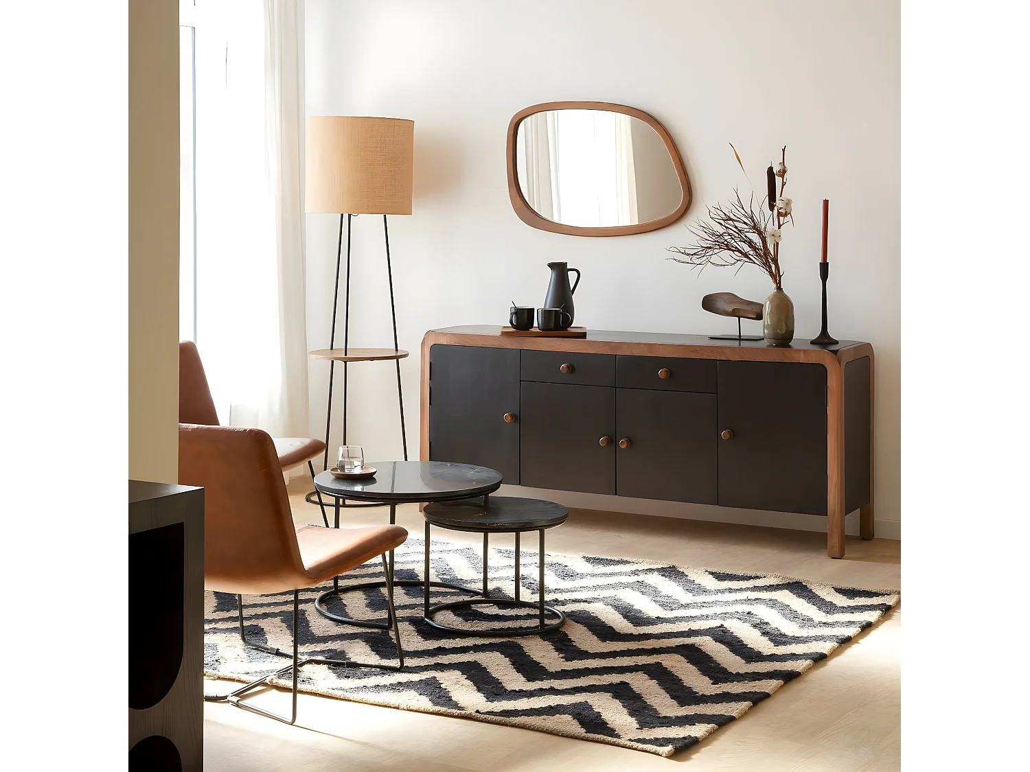 Buffet arrondi en bois de manguier Romy