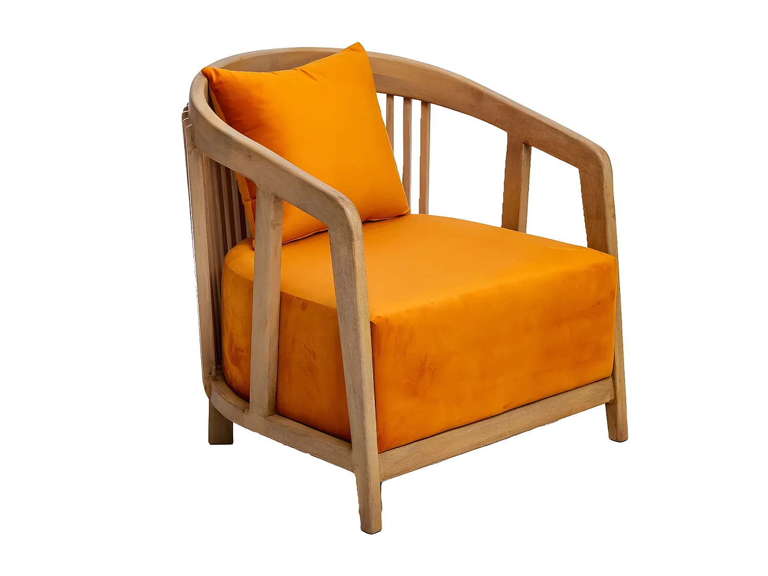 Sillón de madera de mango y terciopelo Terence con almacenamiento