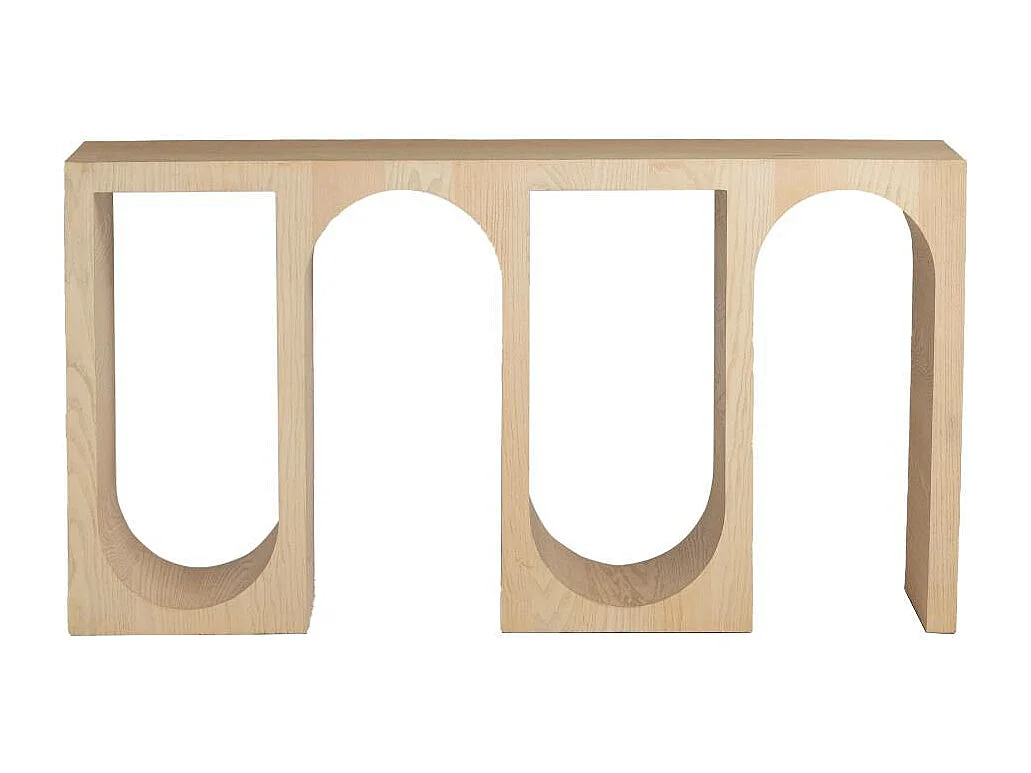 Consola de roble Octave con almacenamiento, diseño asimétrico y superficie lisa