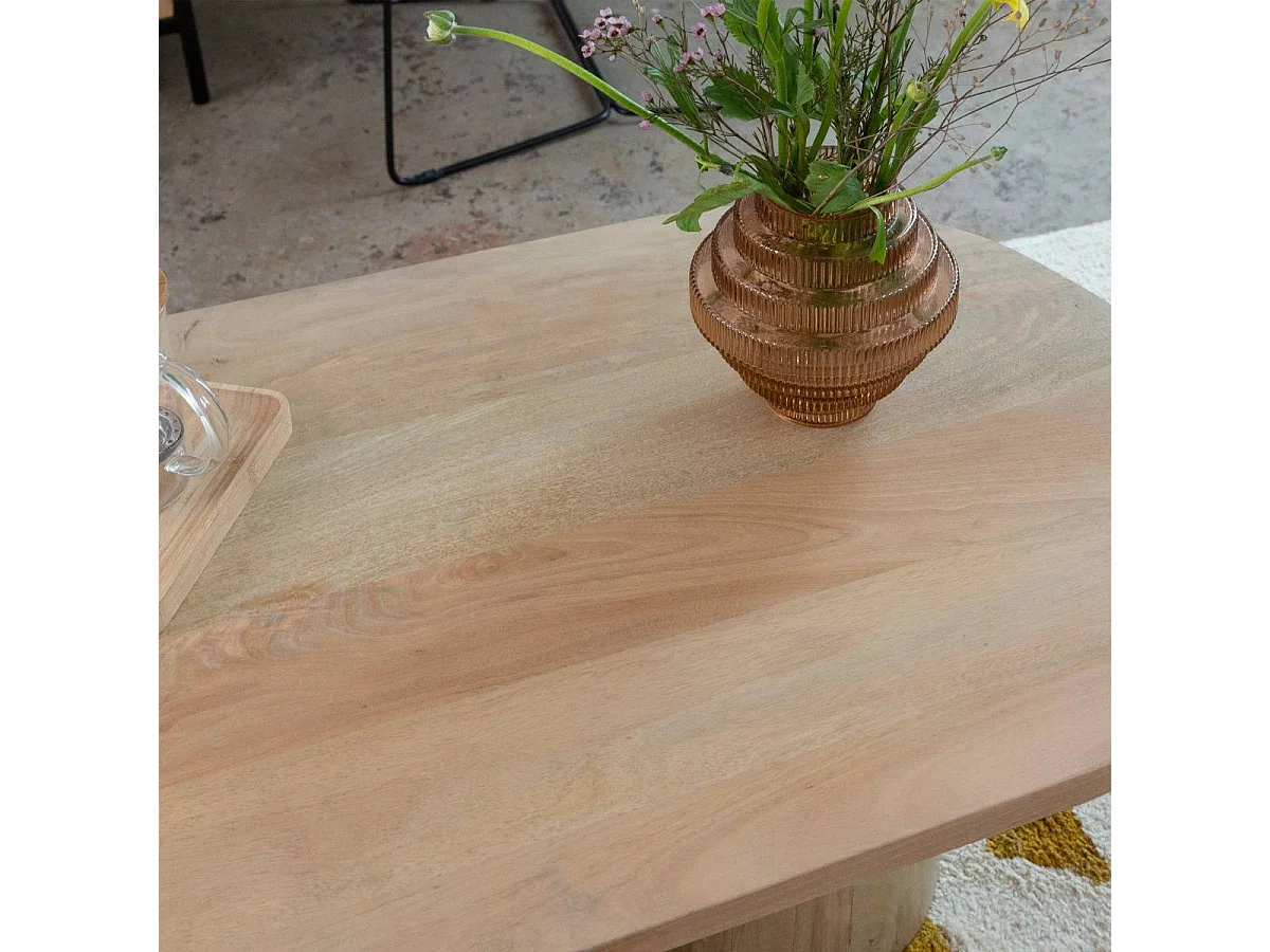 Mesa de centro de madera de mango Edouard con almacenamiento - Estilo contemporáneo