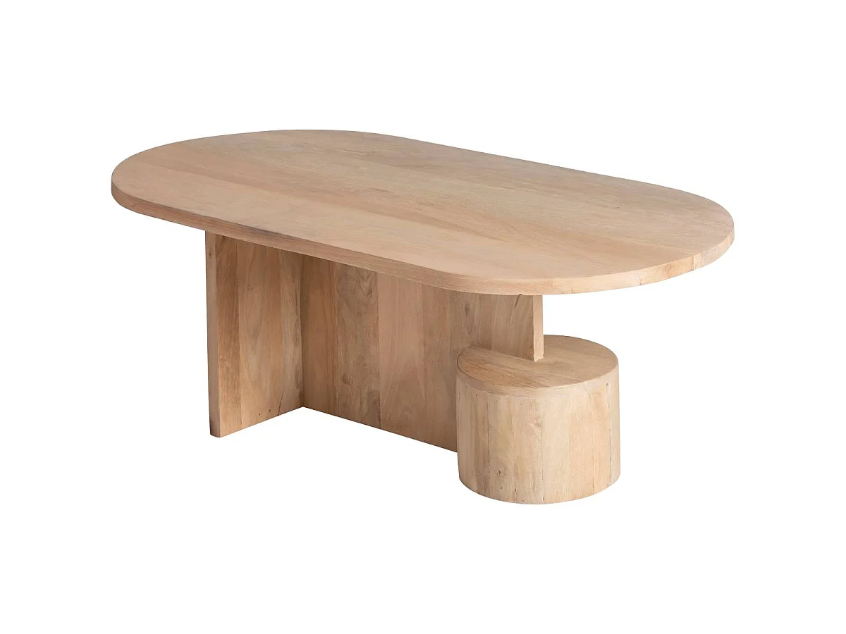 Mesa de centro de madera de mango Edouard con almacenamiento - Estilo contemporáneo