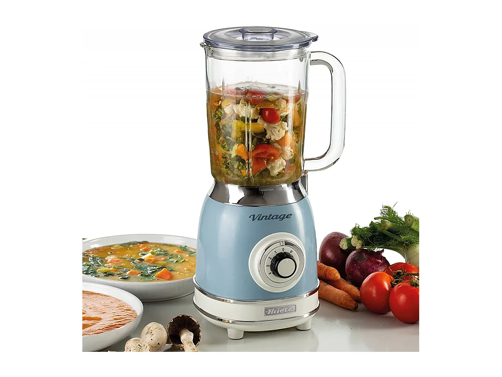 Frullatore vintage Ariete blu con bicchiere in vetro