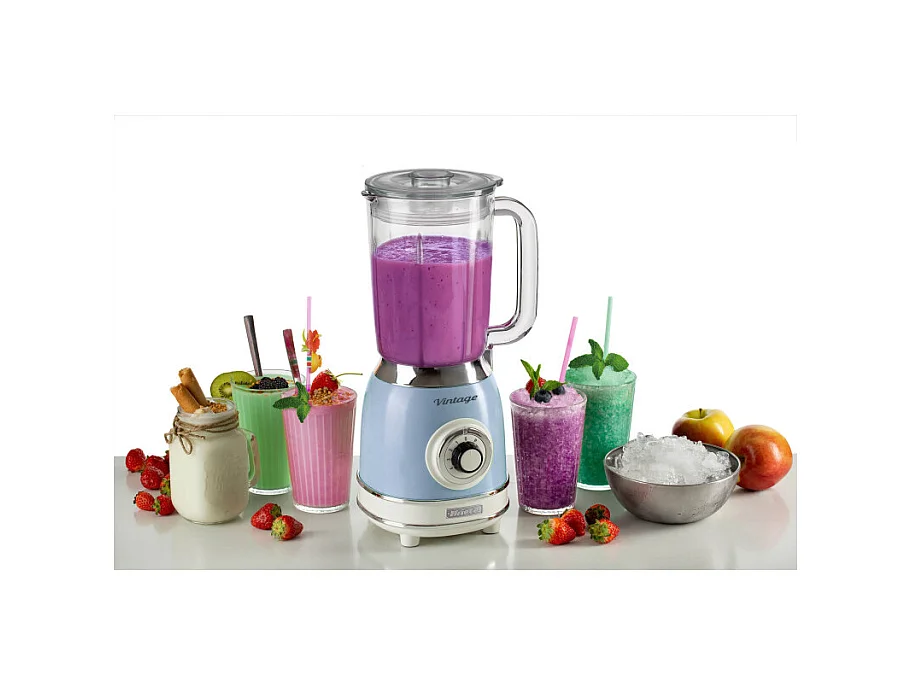 Frullatore vintage Ariete blu con bicchiere in vetro