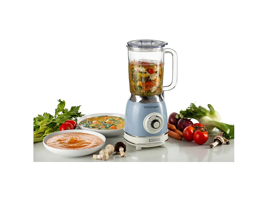 Frullatore vintage Ariete blu con bicchiere in vetro