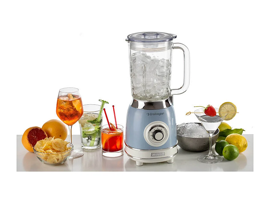 Frullatore vintage Ariete blu con bicchiere in vetro