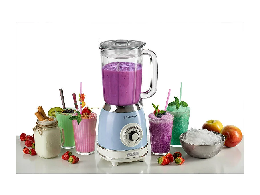 Blender bleu Ariete Vintage avec gobelet en verre