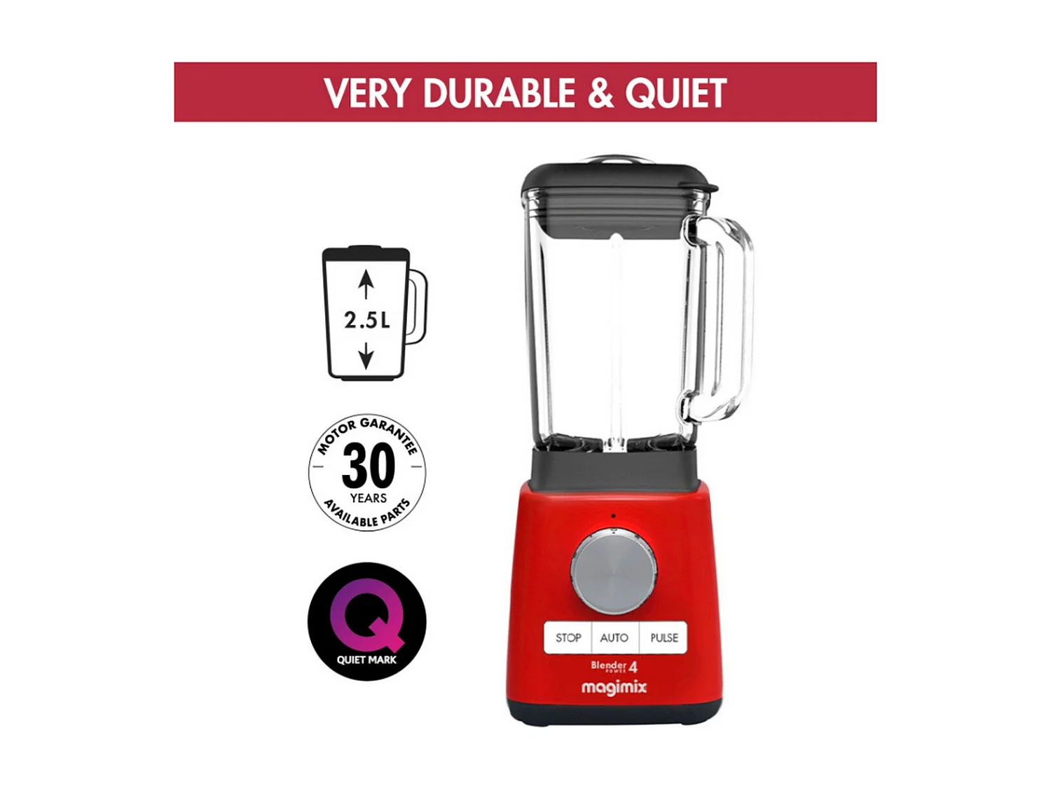 Blender Power 4 laqué rouge